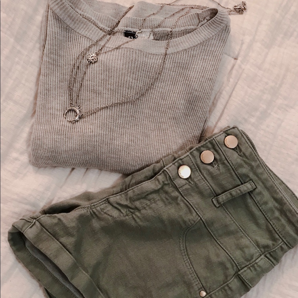 Olive Green High Waisted Shorts